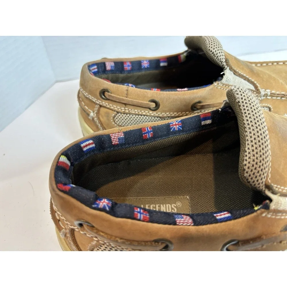 REEL LEGENDS Boat Shoes Men's Size 9.5 M Catamaran Slip On Leather Tan